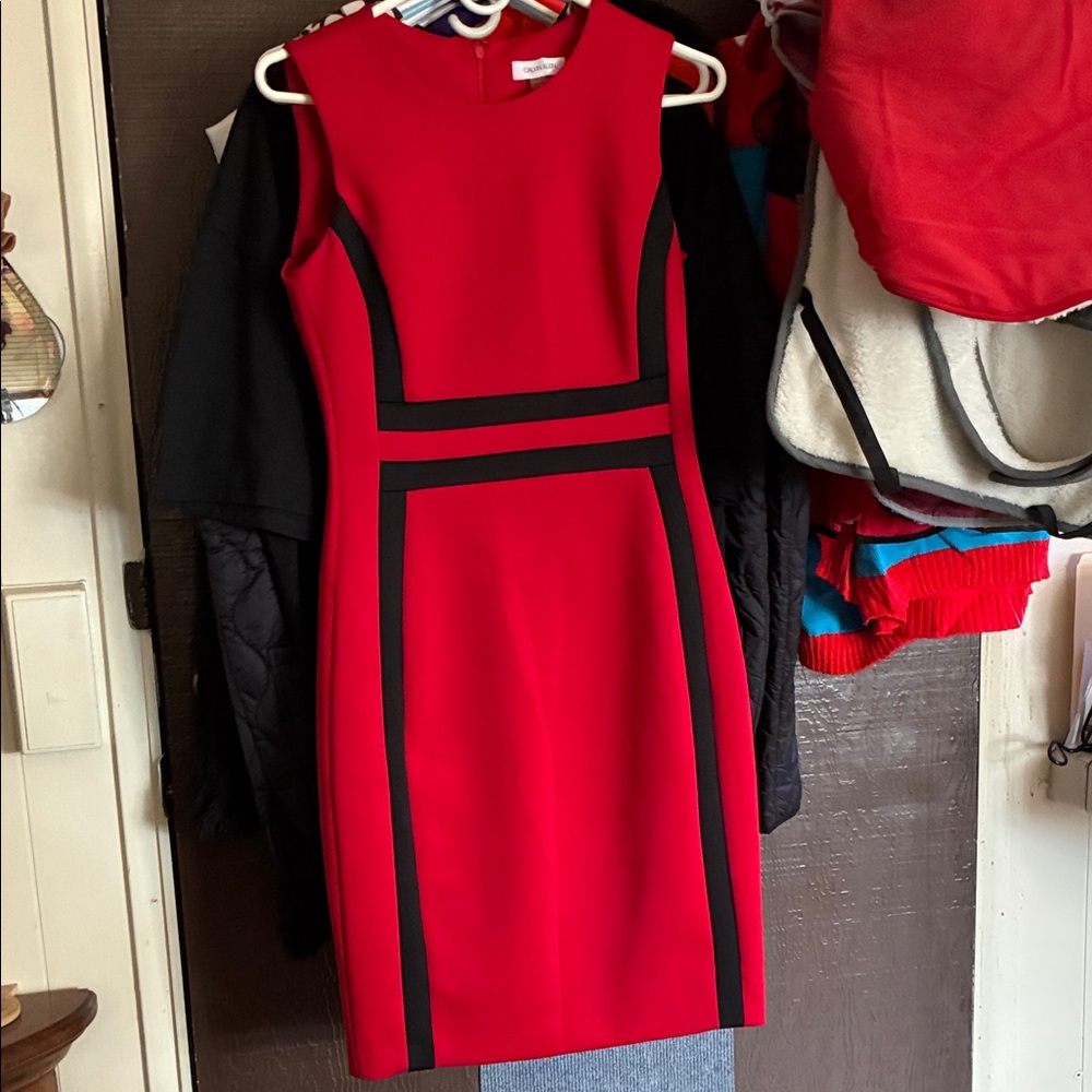 Calvin Klein Red and Black Mini Dress